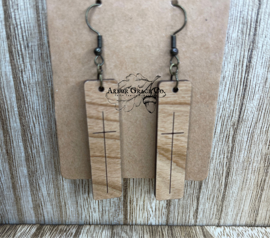 Slender Laser Cut Crosses in Cherry wood.